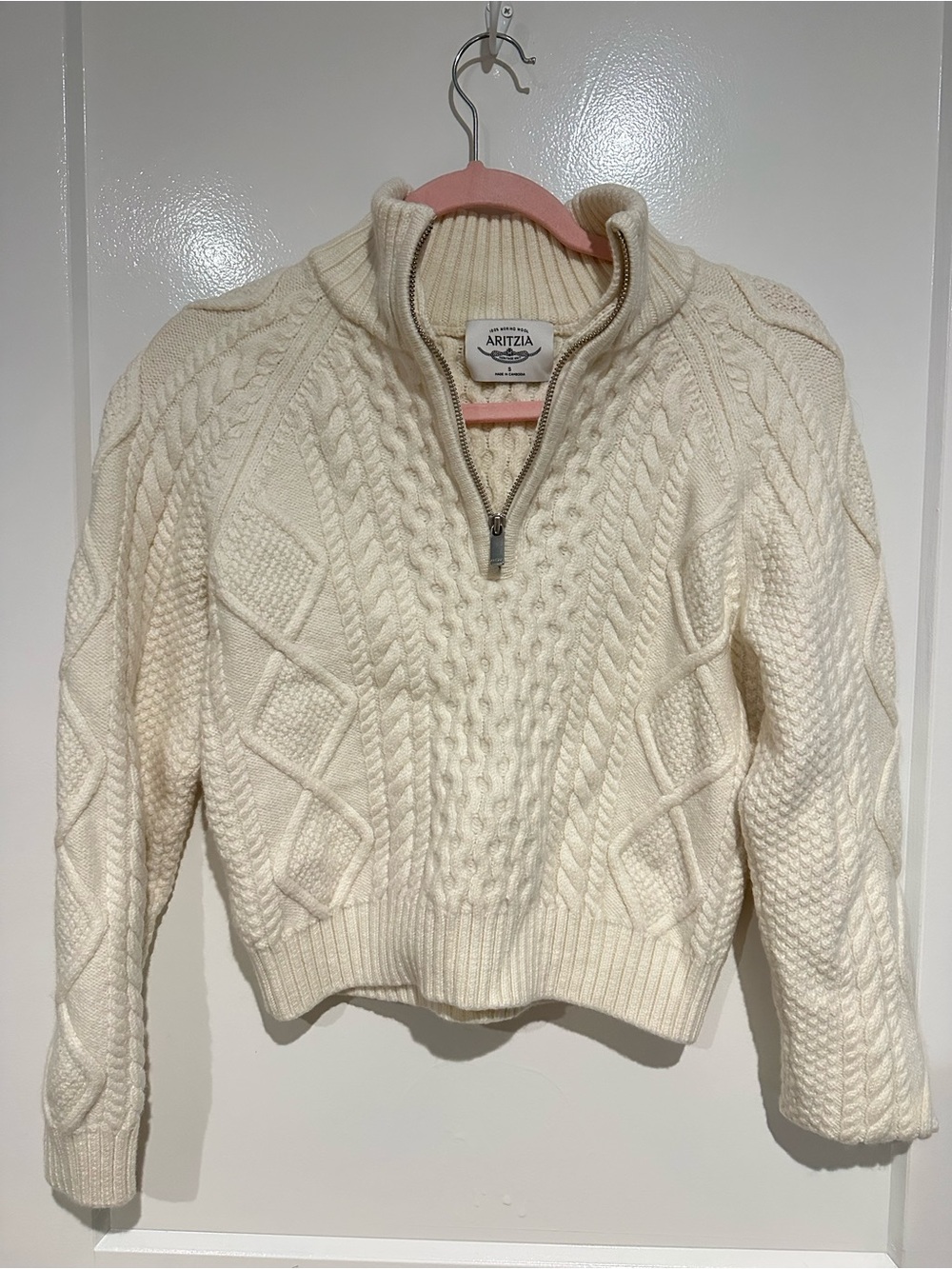 Aritzia Heritage Knit Cable Knit Merino Wool 1/4 Zip Sweater
Size Small | - Picture 6 of 7